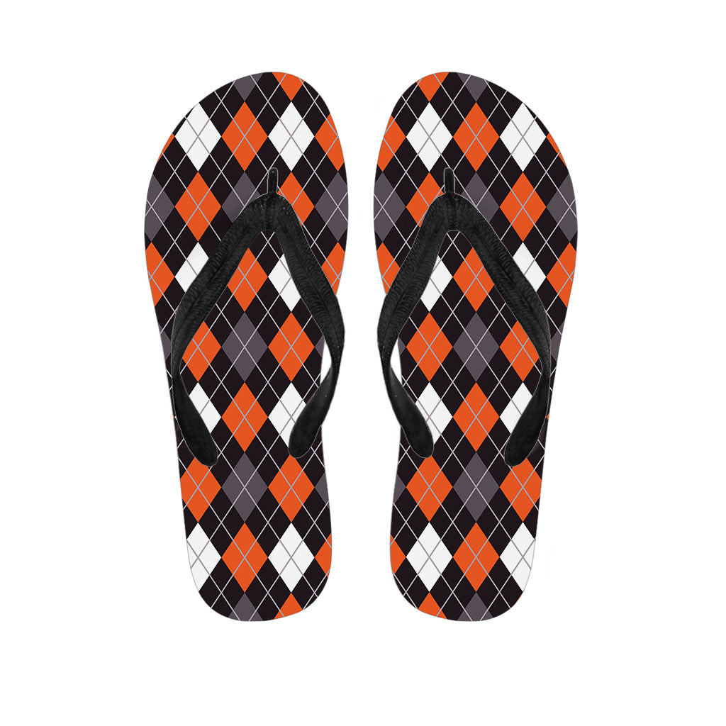 Halloween Argyle Pattern Print Flip Flops