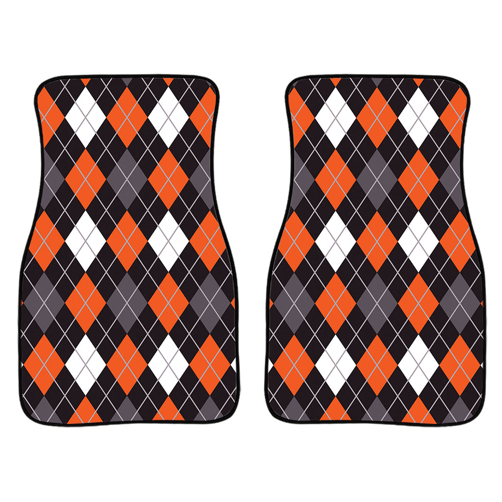 Halloween Argyle Pattern Print Front Car Floor Mats