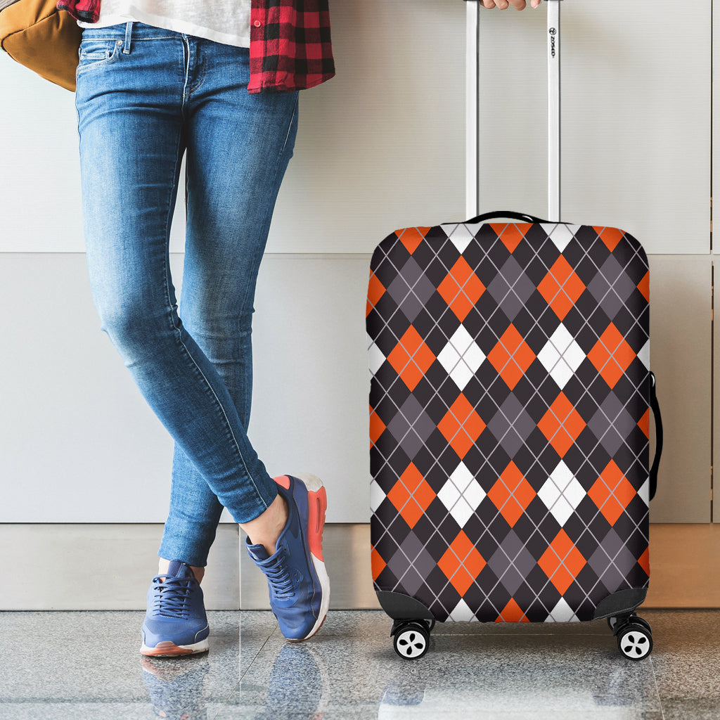 Halloween Argyle Pattern Print Luggage Cover