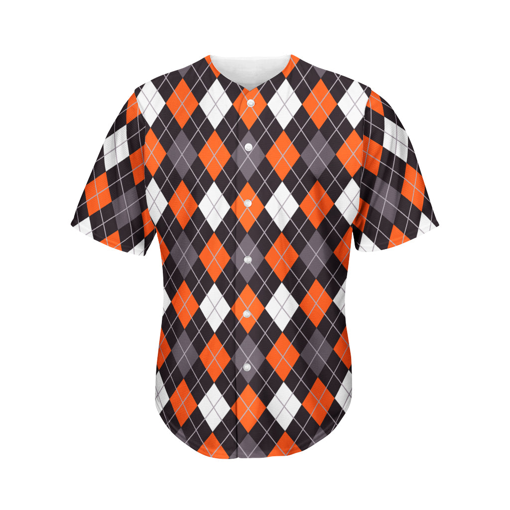 Halloween Argyle Pattern Print Men's Baseball Jersey