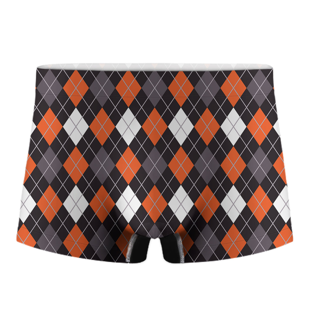 Halloween Argyle Pattern Print Men's Boxer Briefs