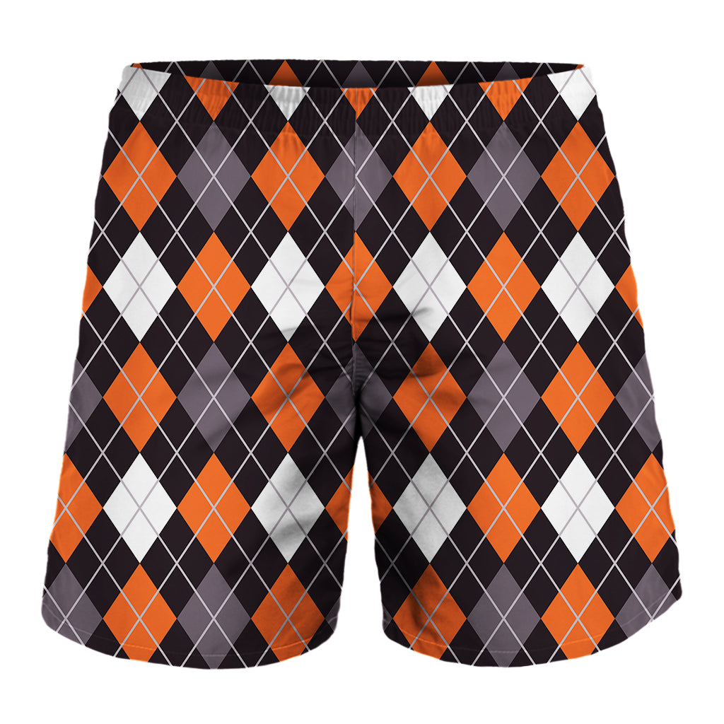 Halloween Argyle Pattern Print Men's Shorts