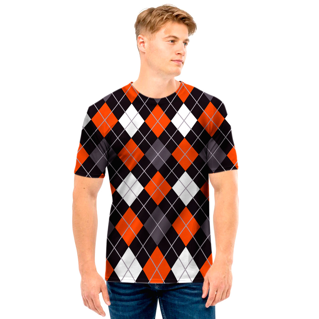 Halloween Argyle Pattern Print Men's T-Shirt