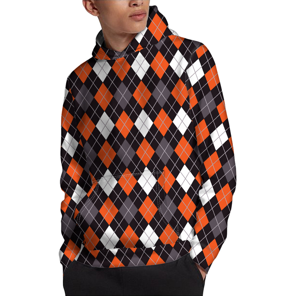 Halloween Argyle Pattern Print Pullover Hoodie