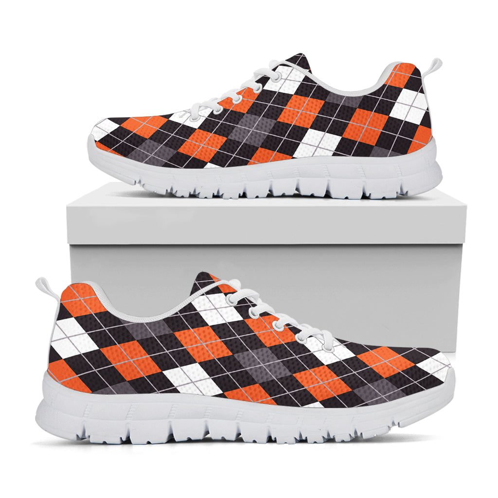 Halloween Argyle Pattern Print White Sneakers