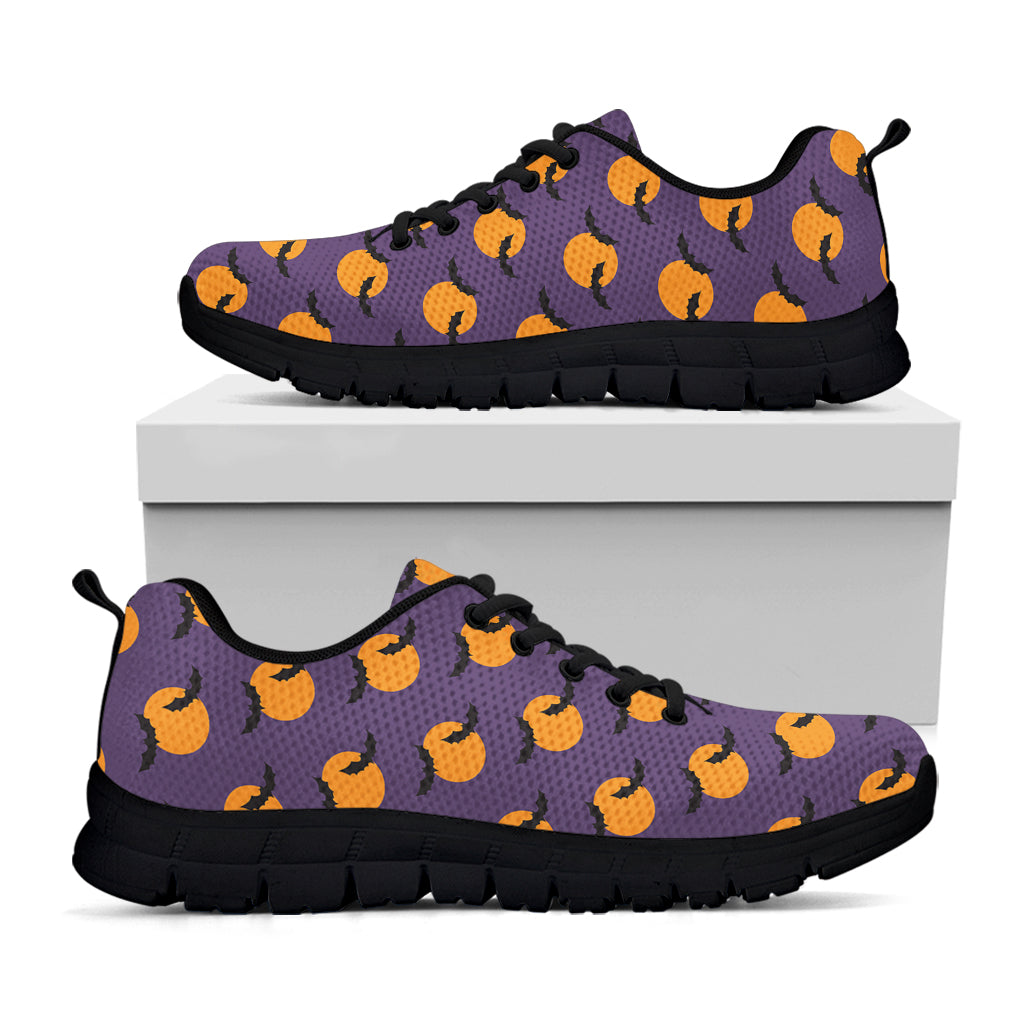 Halloween Bat And Moon Pattern Print Black Sneakers