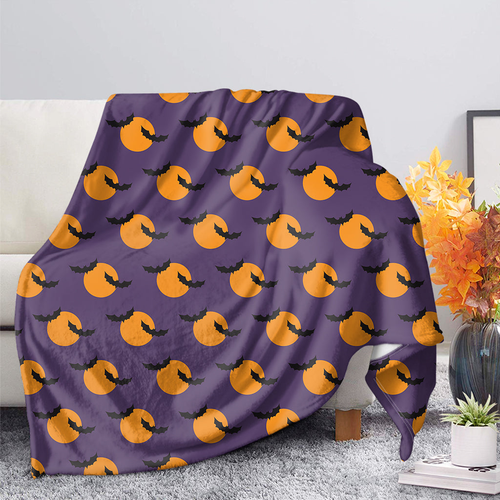 Halloween Bat And Moon Pattern Print Blanket