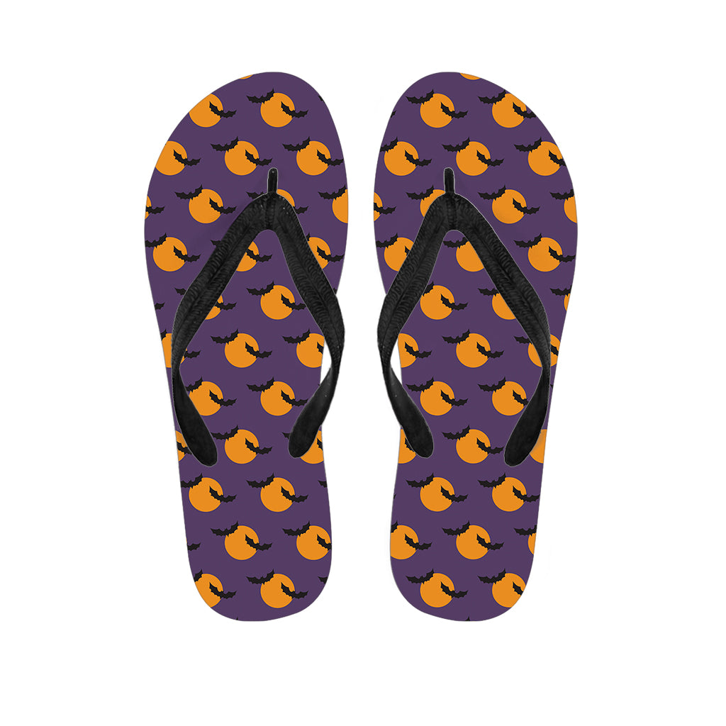 Halloween Bat And Moon Pattern Print Flip Flops