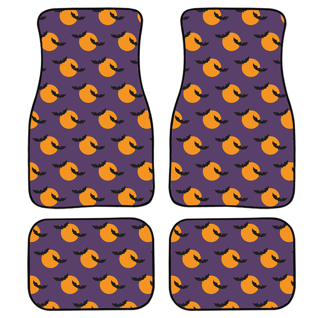 Halloween Bat And Moon Pattern Print Front and Back Car Floor Mats