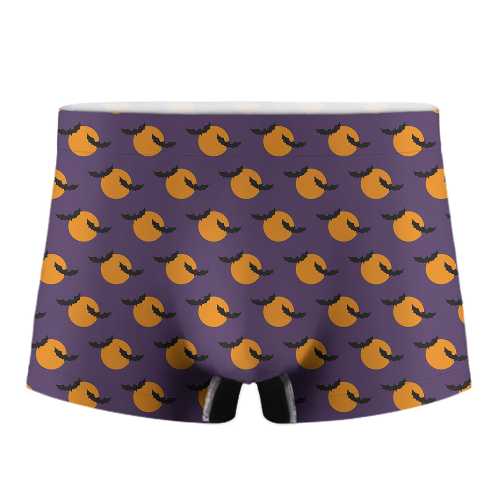 Halloween Bat And Moon Pattern Print Men's Boxer Briefs