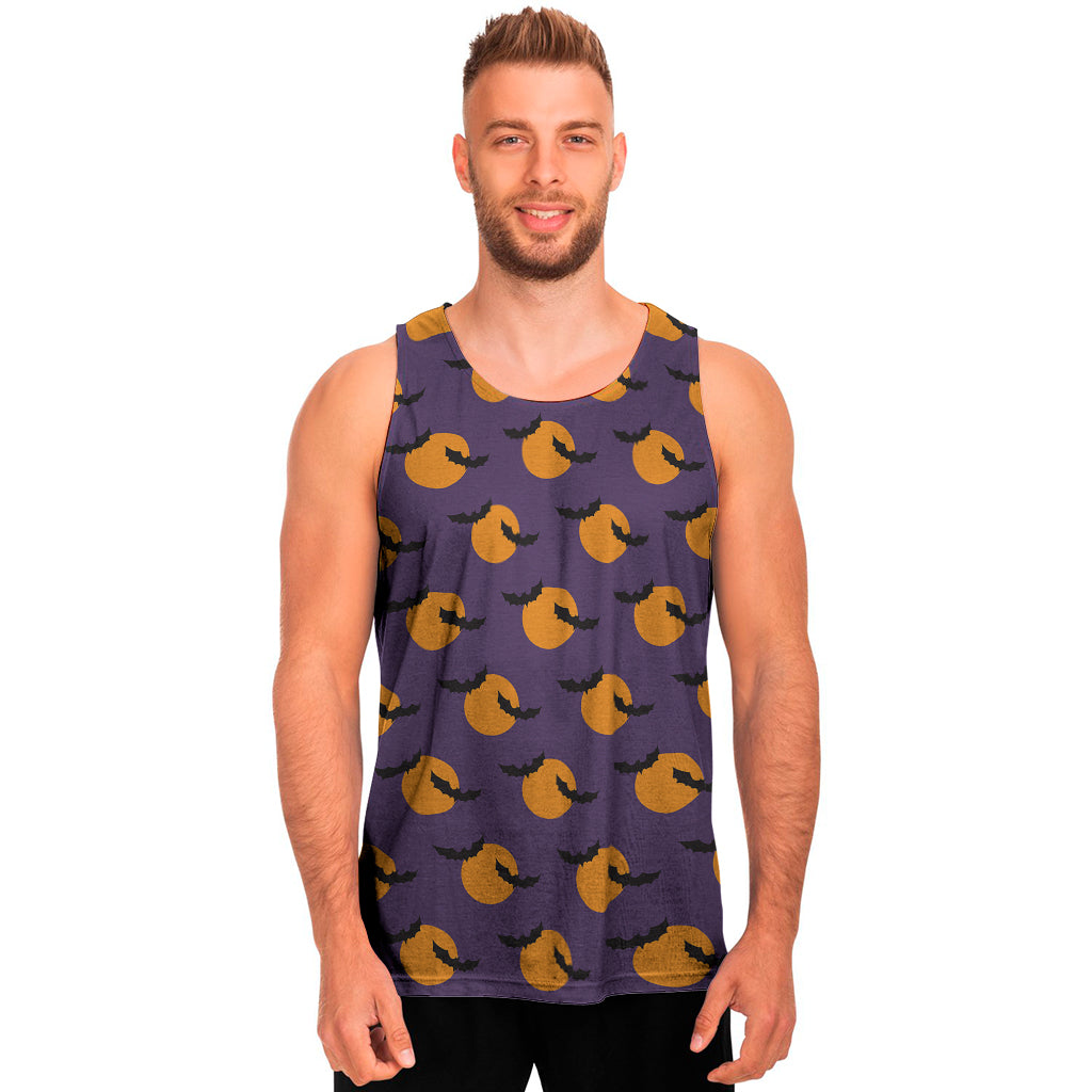 Halloween Bat And Moon Pattern Print Men's Tank Top