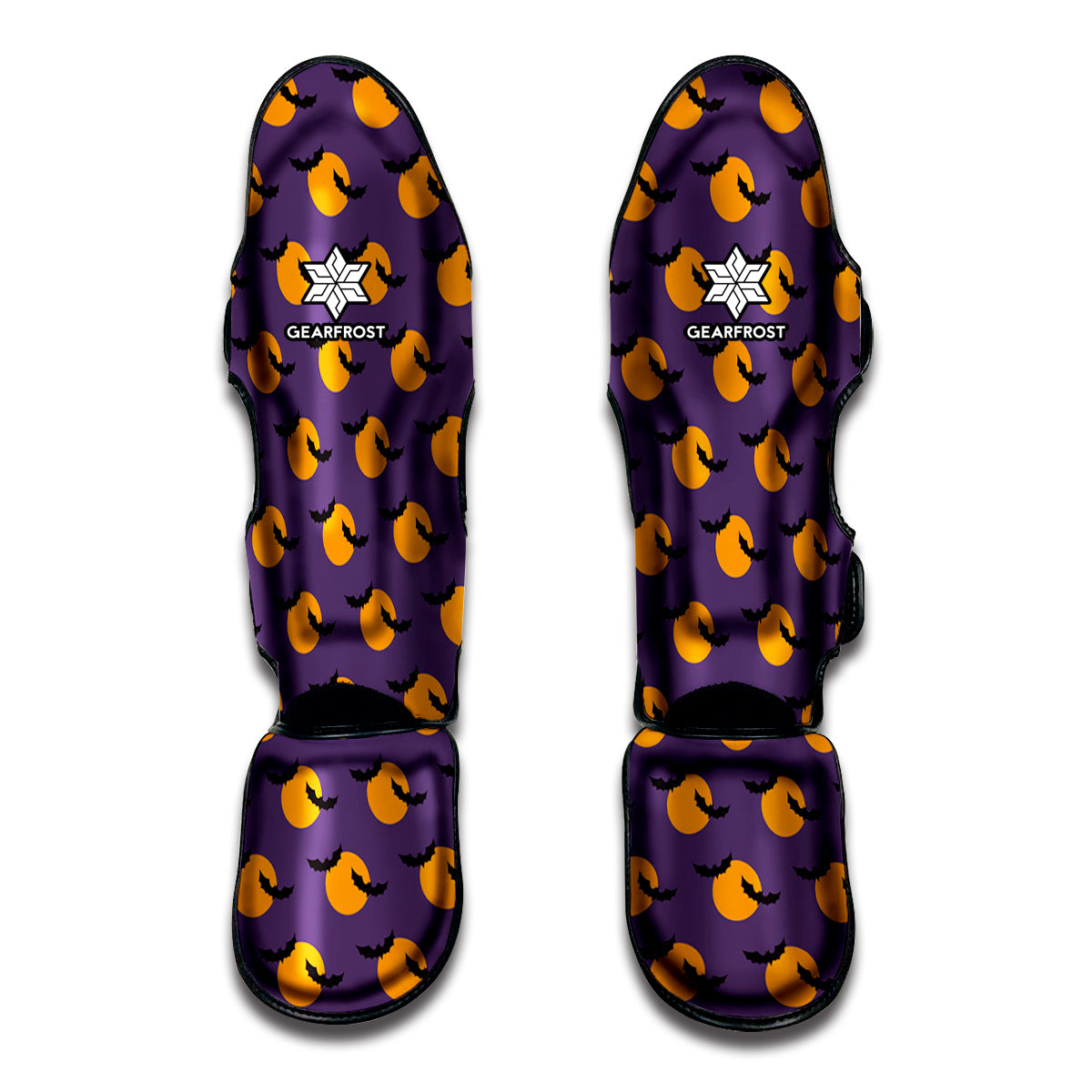 Halloween Bat And Moon Pattern Print Muay Thai Shin Guards