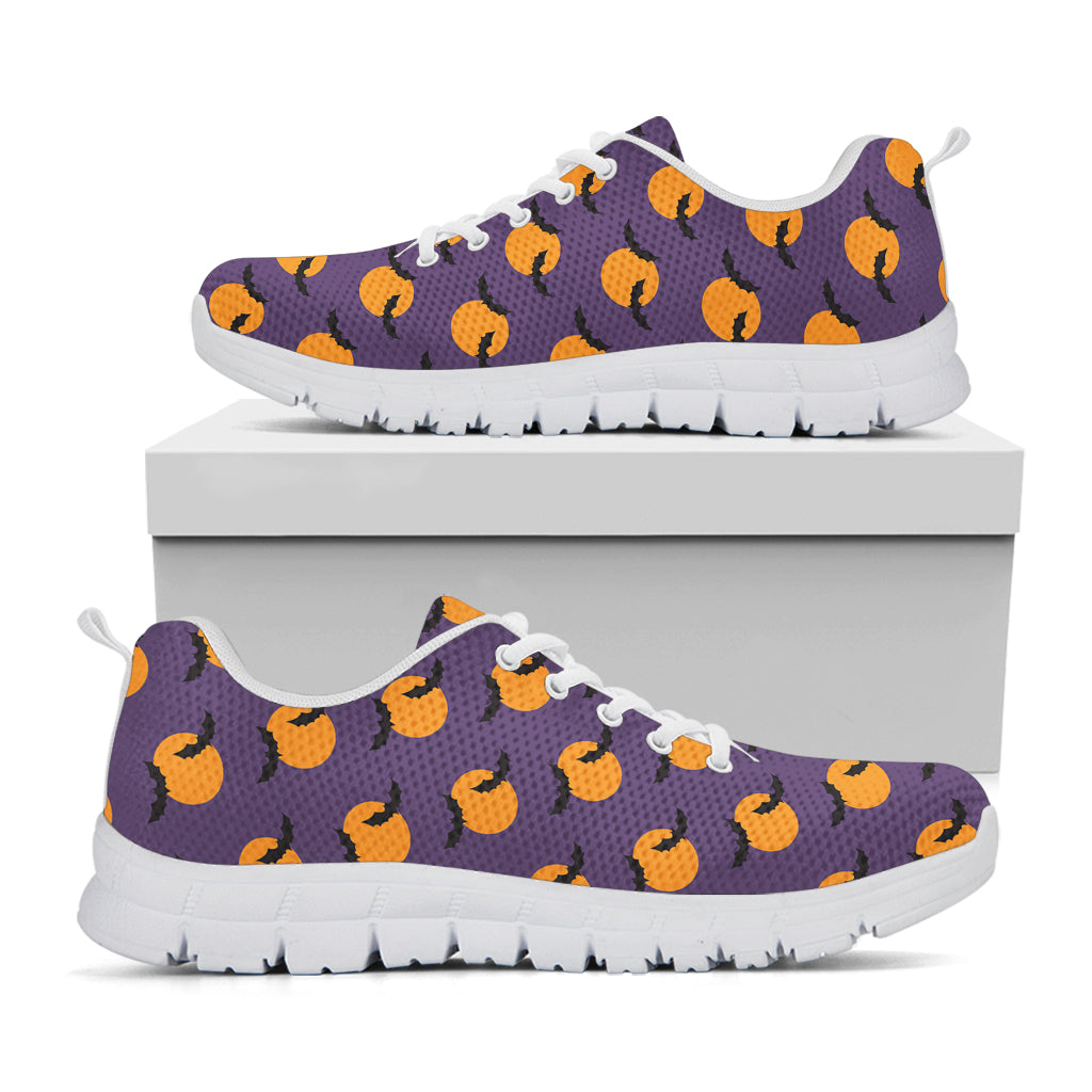 Halloween Bat And Moon Pattern Print White Sneakers