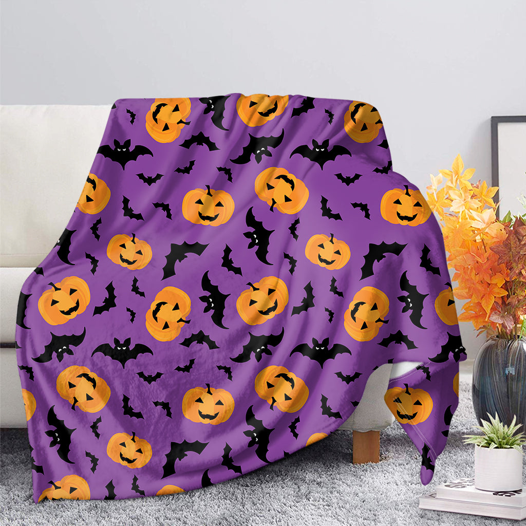 Halloween Bat And Pumpkin Pattern Print Blanket