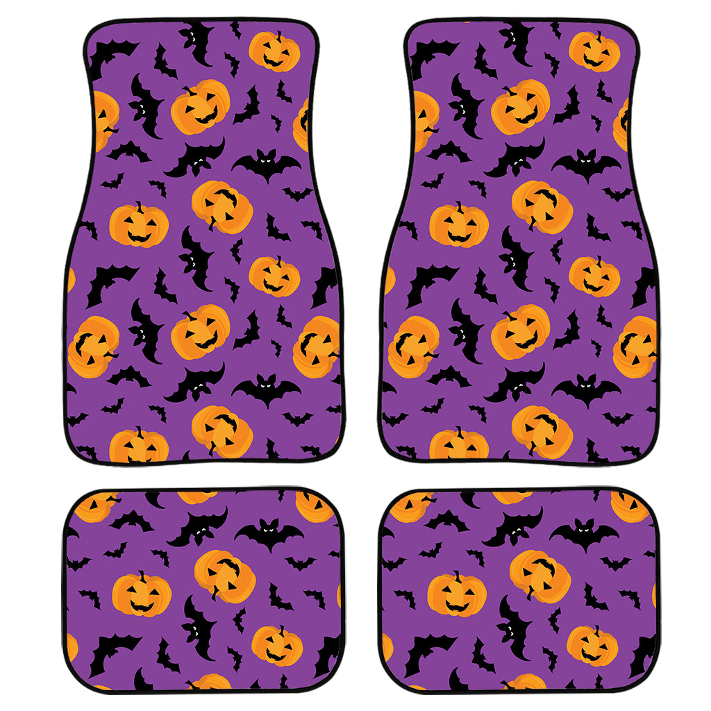 Halloween Bat And Pumpkin Pattern Print Front and Back Car Floor Mats