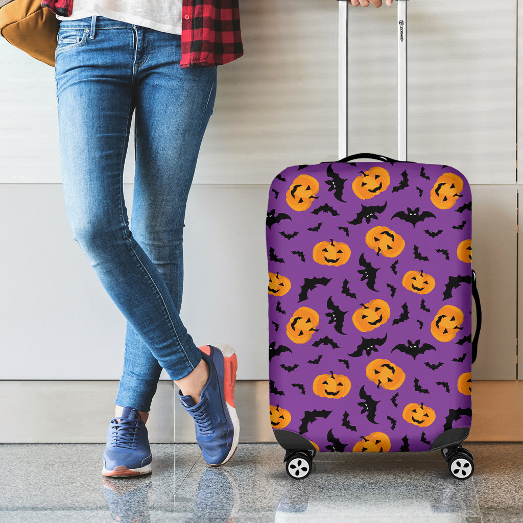 Halloween Bat And Pumpkin Pattern Print Luggage Cover