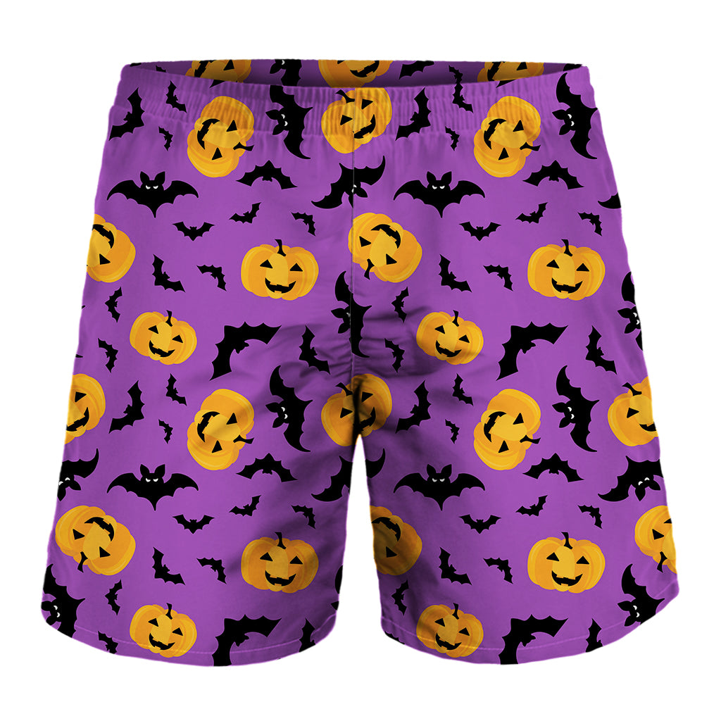 Halloween Bat And Pumpkin Pattern Print Men's Shorts