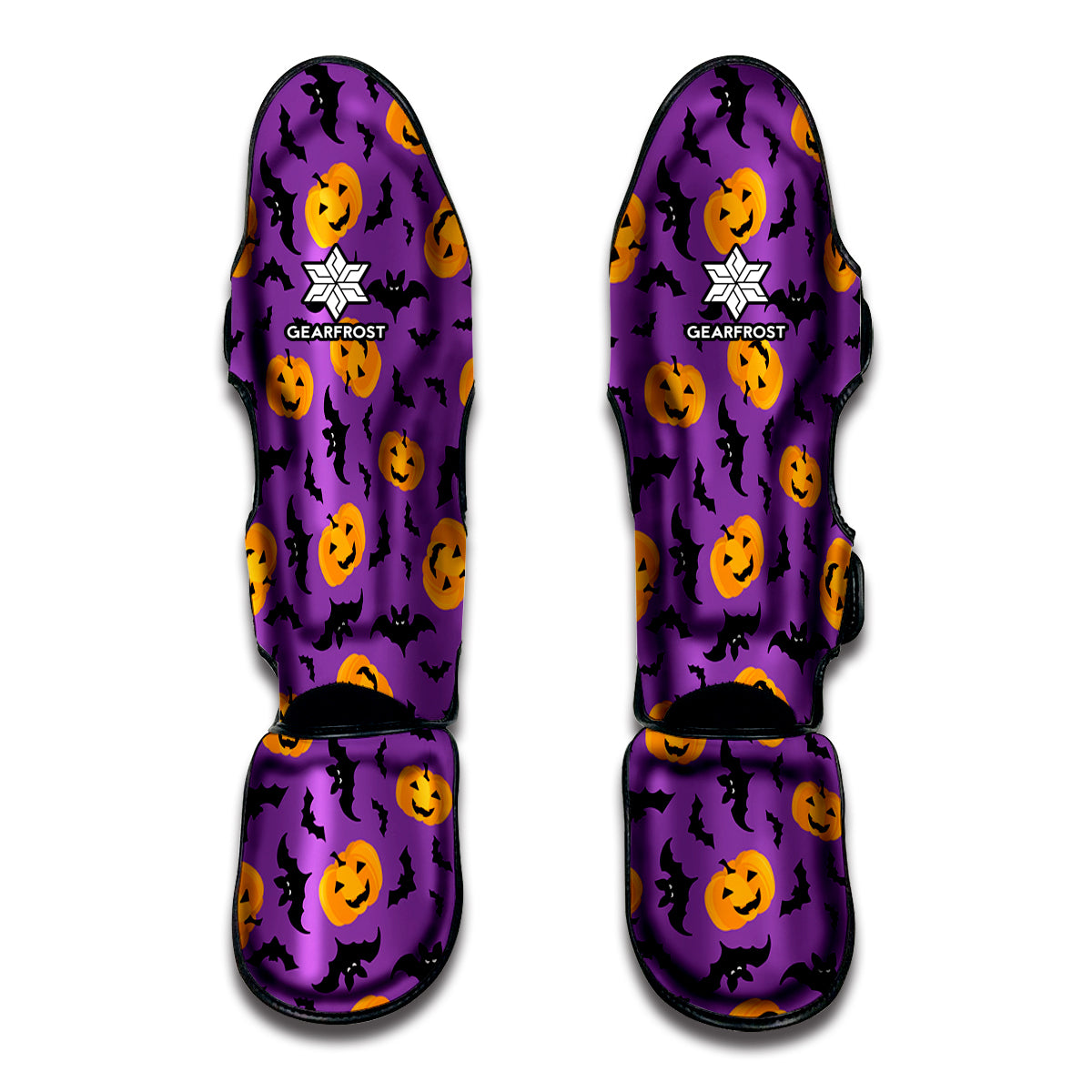 Halloween Bat And Pumpkin Pattern Print Muay Thai Shin Guards