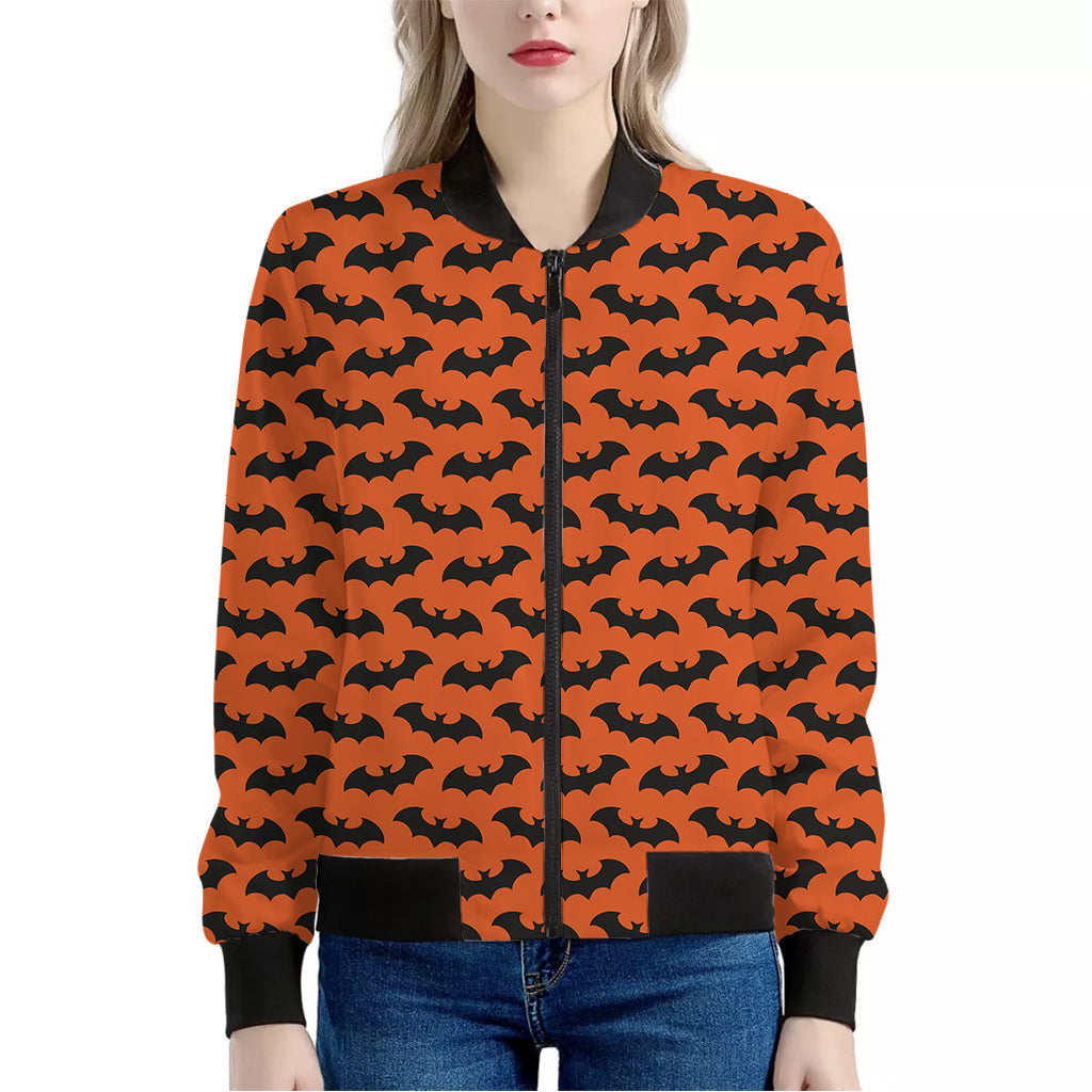 Halloween Bat Pattern Print Women's Bomber Jacket