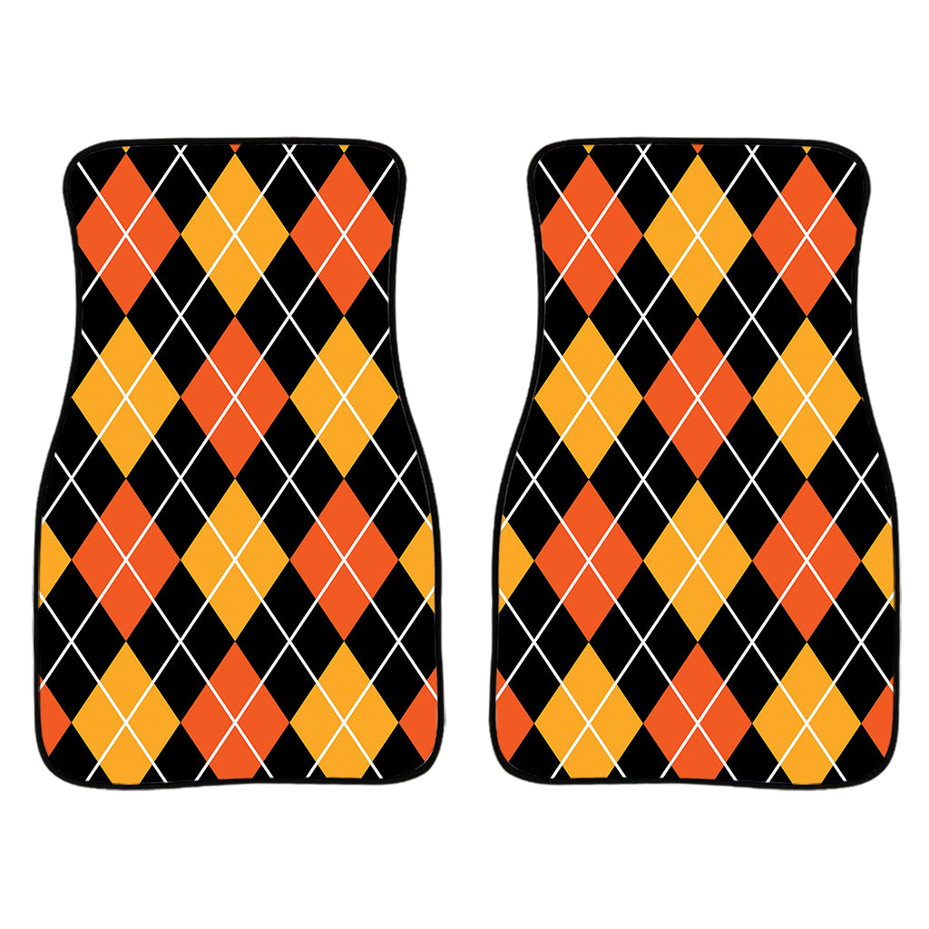 Halloween Black And Orange Argyle Print Front Car Floor Mats