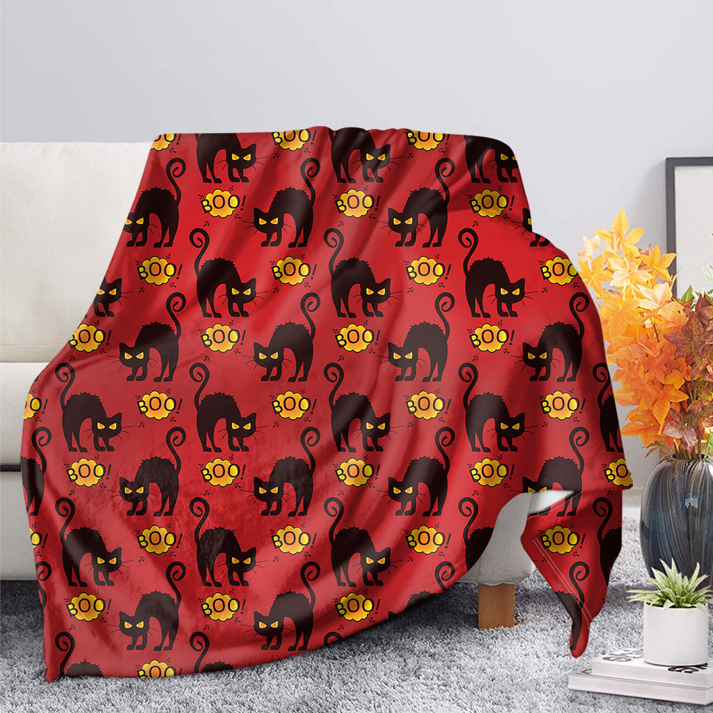 Halloween Black Cat Pattern Print Blanket