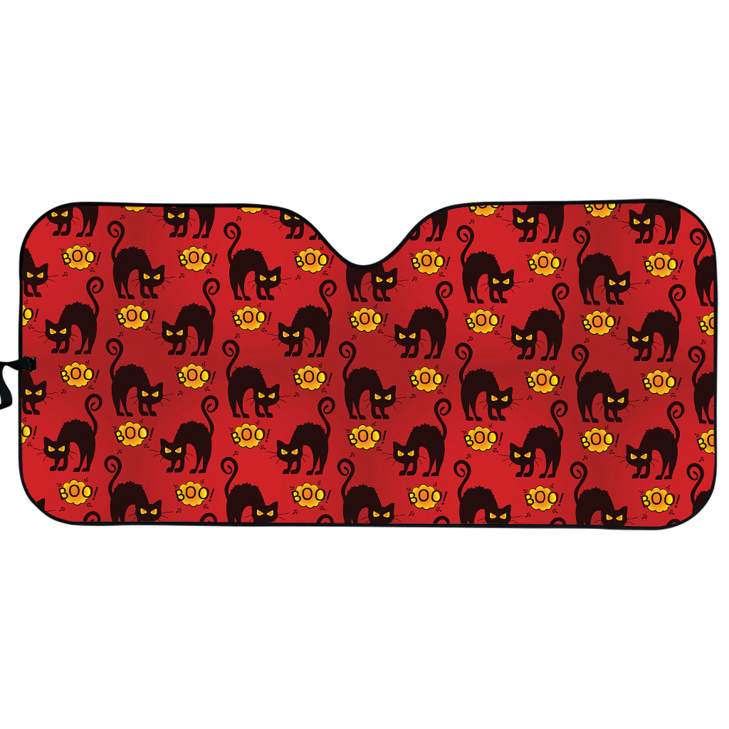 Halloween Black Cat Pattern Print Car Sun Shade