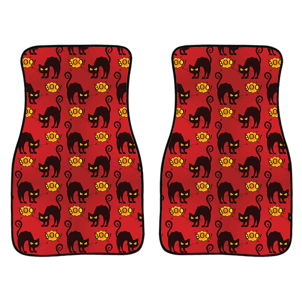 Halloween Black Cat Pattern Print Front Car Floor Mats