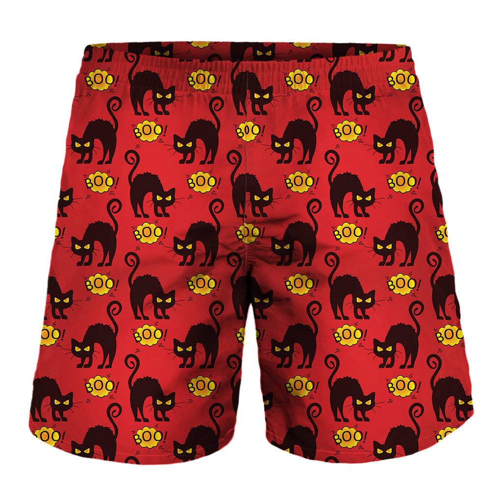 Halloween Black Cat Pattern Print Men's Shorts