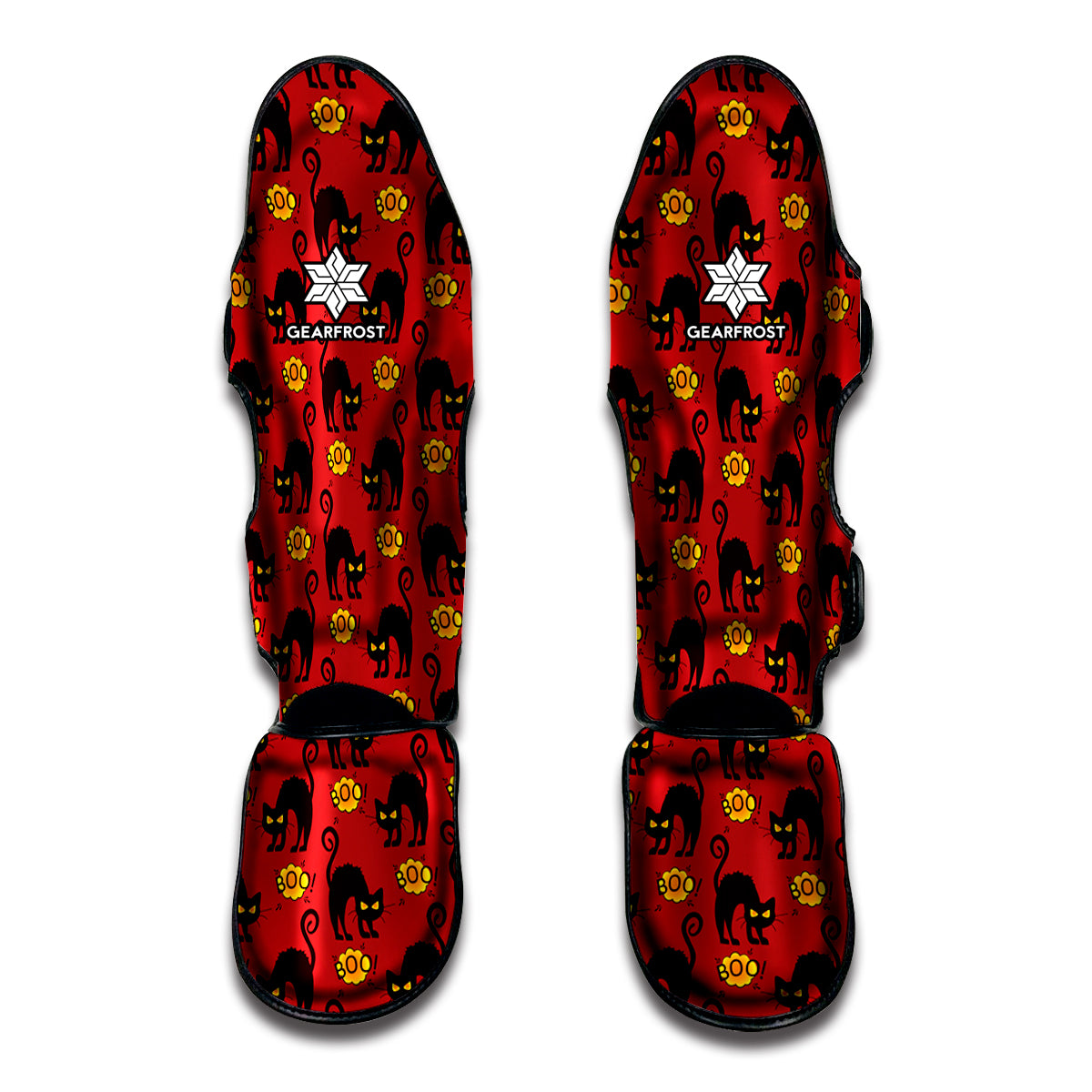 Halloween Black Cat Pattern Print Muay Thai Shin Guards