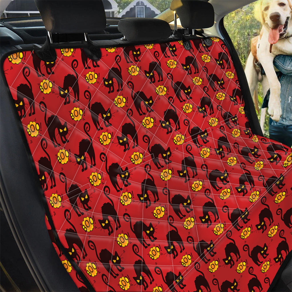 Halloween Black Cat Pattern Print Pet Car Back Seat Cover