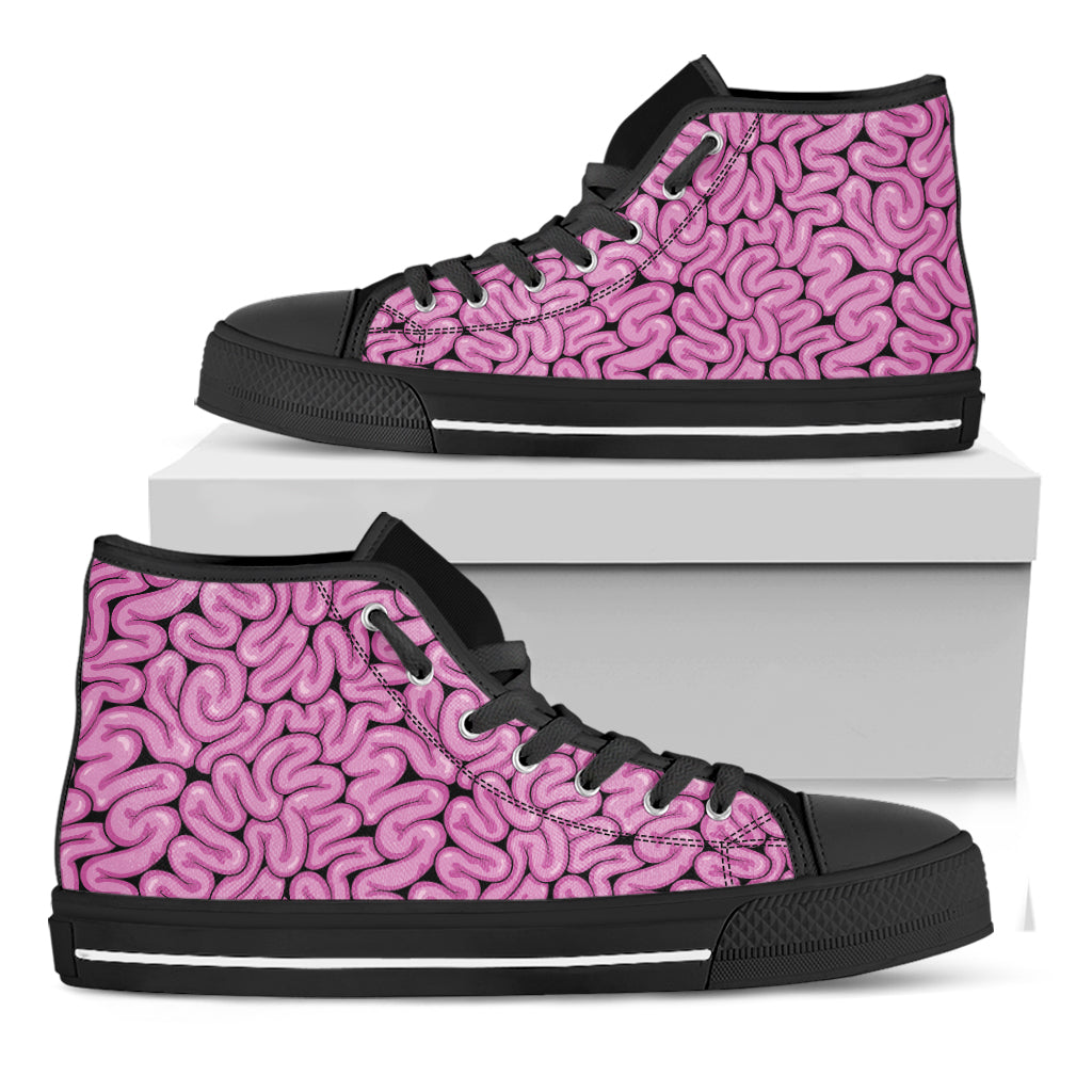 Halloween Brain Print Black High Top Shoes