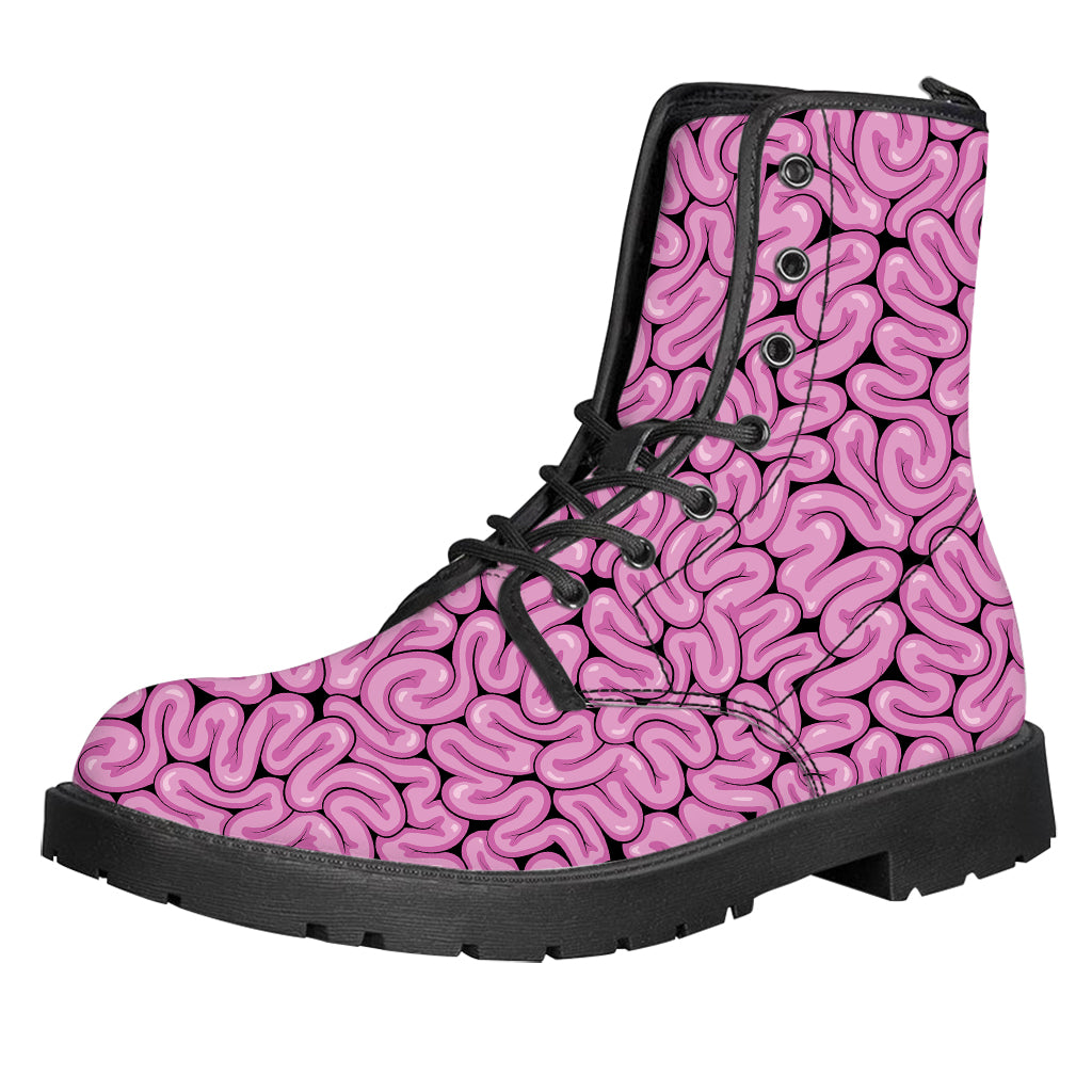 Halloween Brain Print Leather Boots