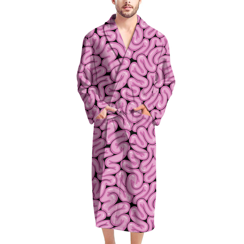 Halloween Brain Print Men's Bathrobe