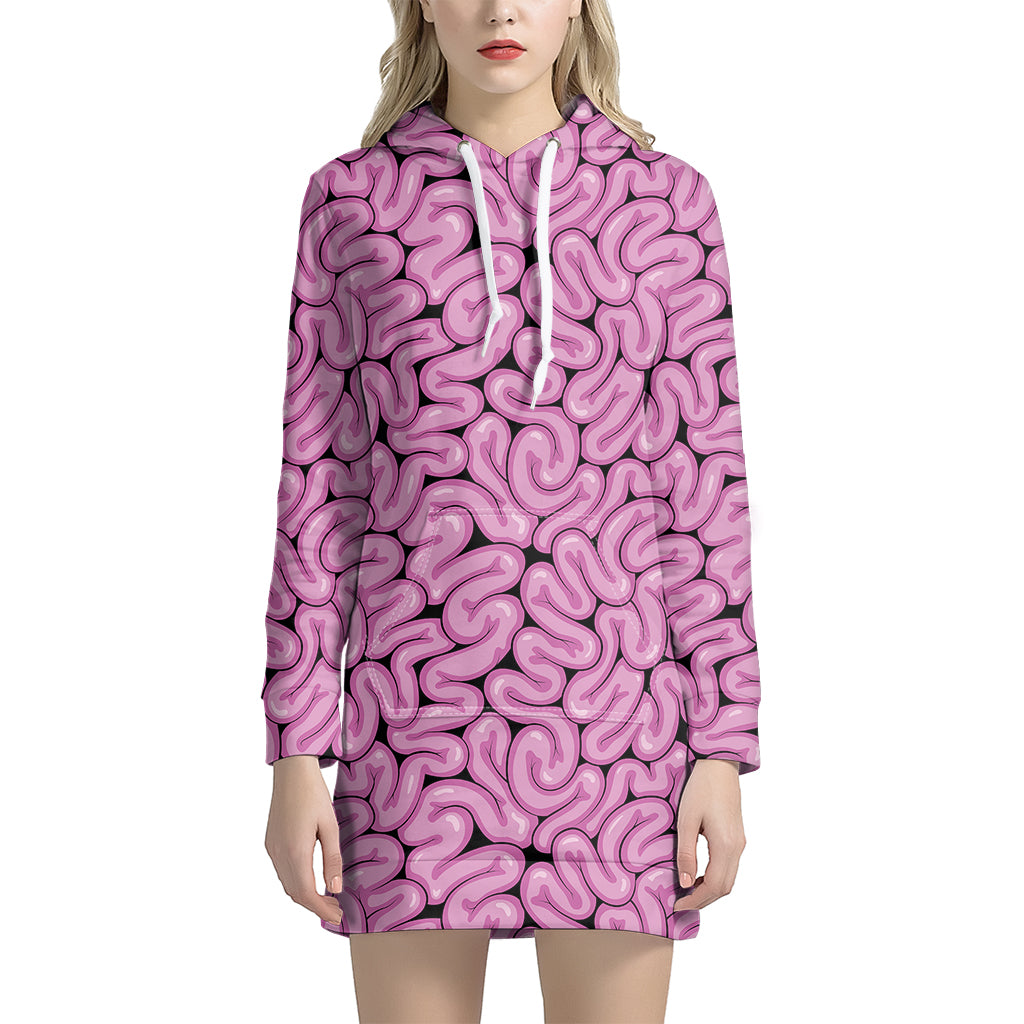 Halloween Brain Print Women's Pullover Hoodie Dress