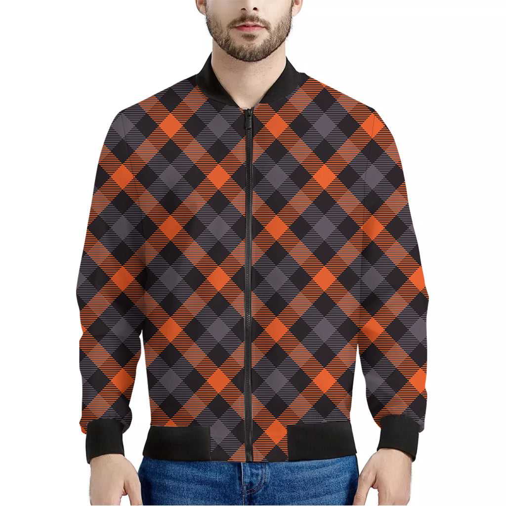 Halloween Buffalo Check Pattern Print Men's Bomber Jacket