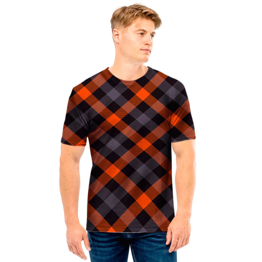 Halloween Buffalo Check Pattern Print Men's T-Shirt