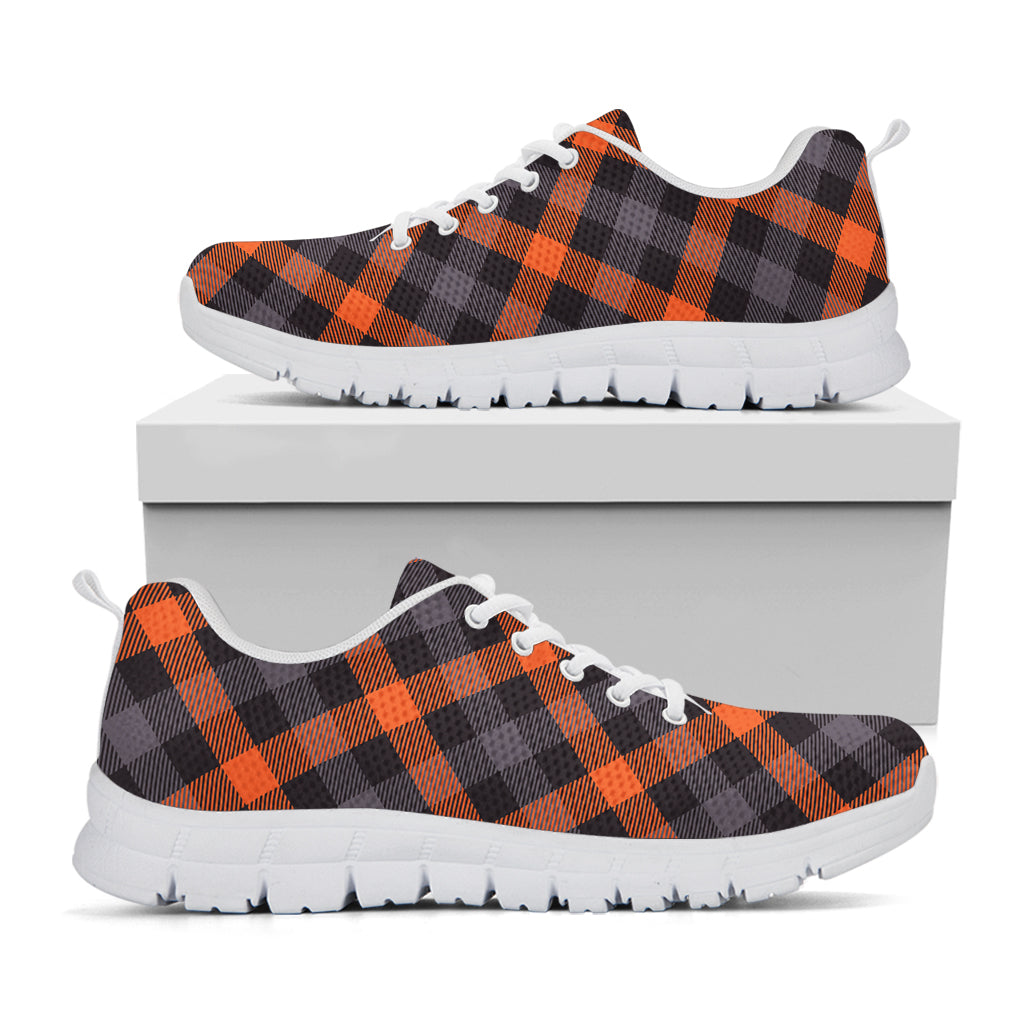 Halloween Buffalo Check Pattern Print White Sneakers