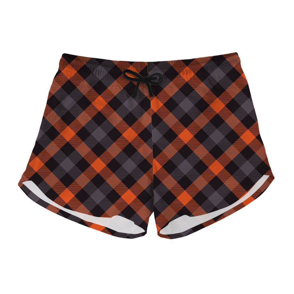 Halloween Buffalo Check Pattern Print Women's Shorts