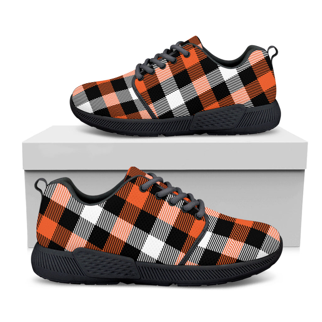 Halloween Buffalo Plaid Pattern Print Black Athletic Shoes