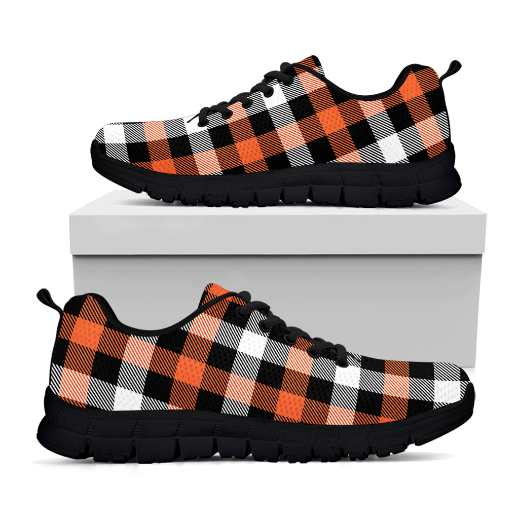 Halloween Buffalo Plaid Pattern Print Black Sneakers