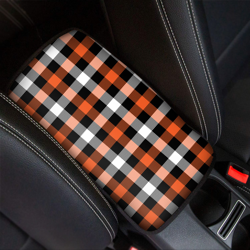 Halloween Buffalo Plaid Pattern Print Car Center Console Cover