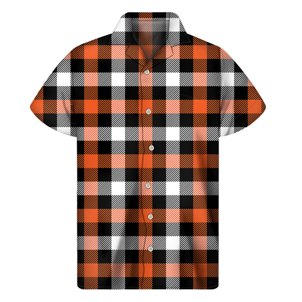 Halloween Buffalo Plaid Pattern Print Men's Short Sleeve Shirt