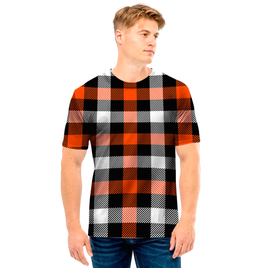 Halloween Buffalo Plaid Pattern Print Men's T-Shirt