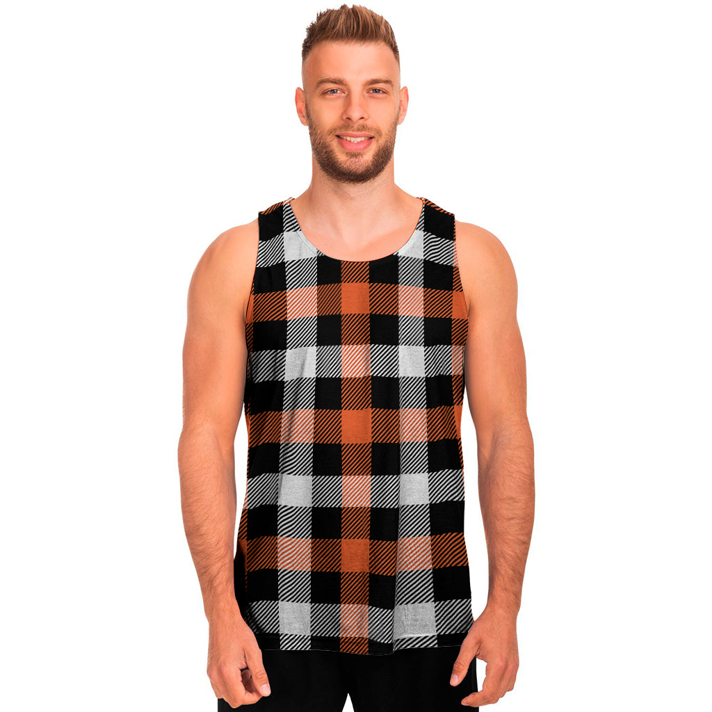 Halloween Buffalo Plaid Pattern Print Men's Tank Top