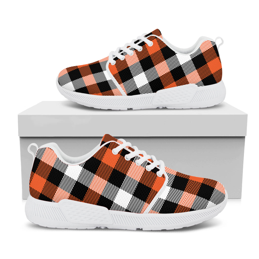 Halloween Buffalo Plaid Pattern Print White Athletic Shoes