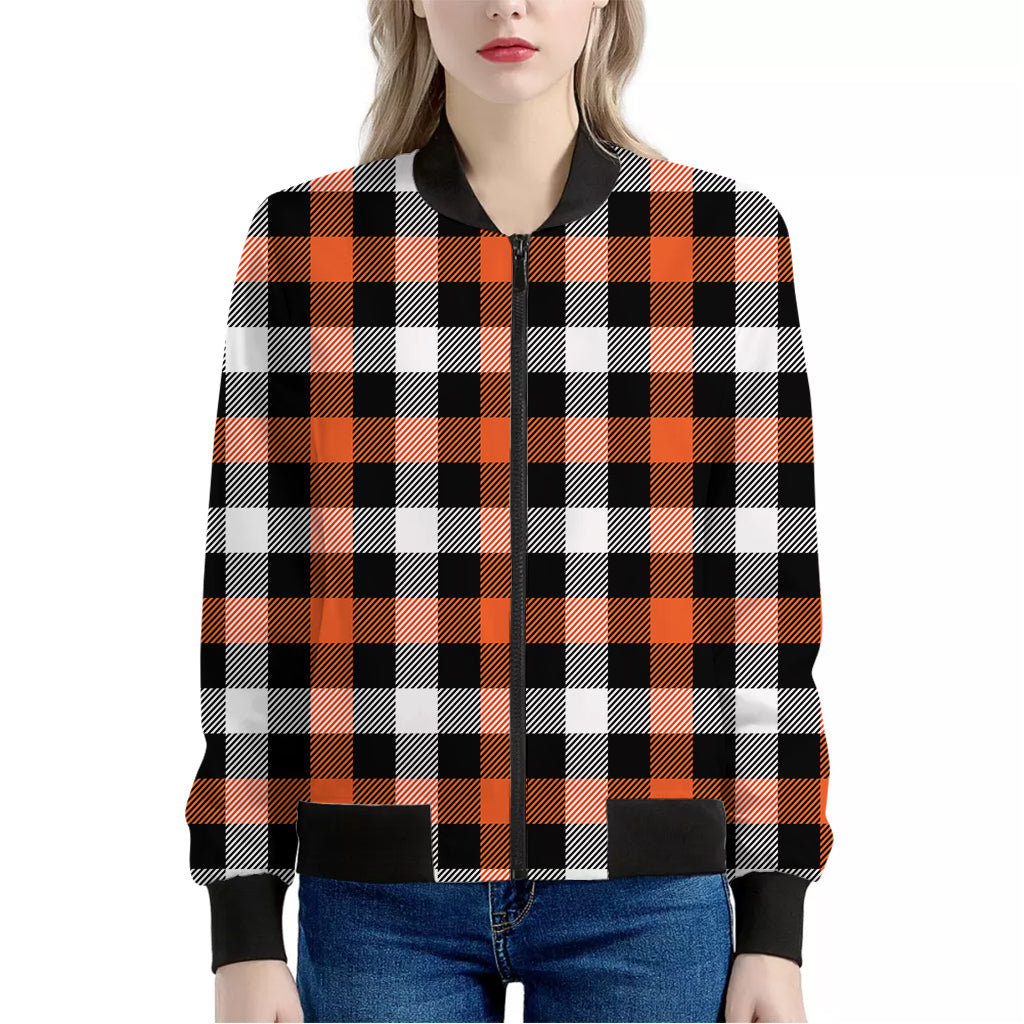 Halloween Buffalo Plaid Pattern Print Women's Bomber Jacket