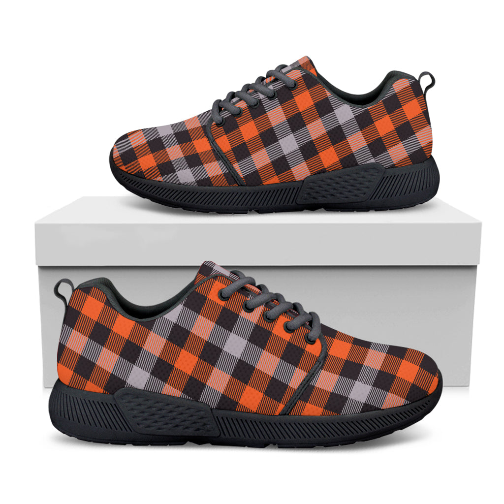 Halloween Buffalo Plaid Print Black Athletic Shoes