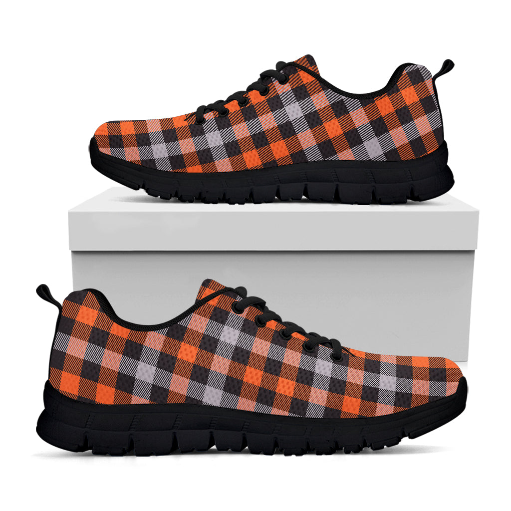 Halloween Buffalo Plaid Print Black Sneakers