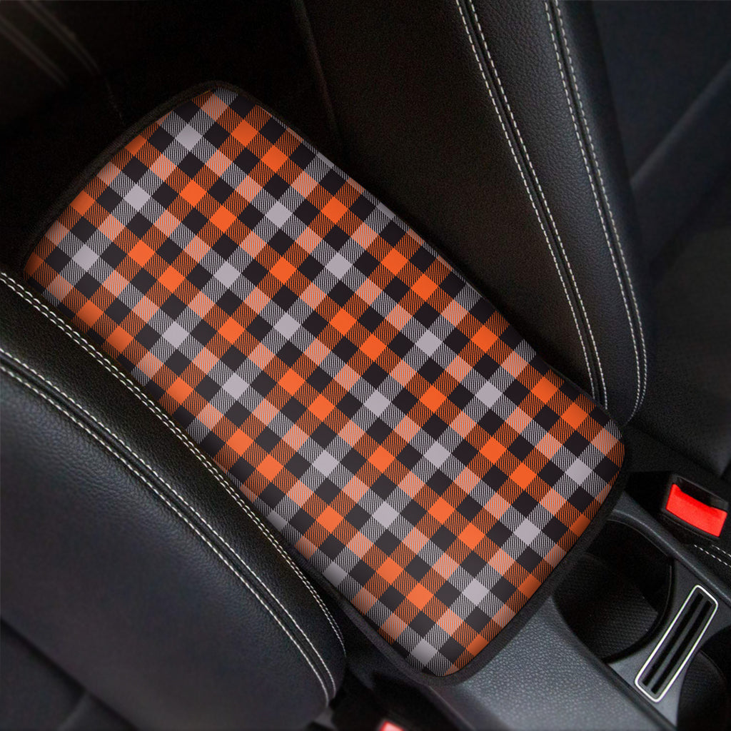 Halloween Buffalo Plaid Print Car Center Console Cover