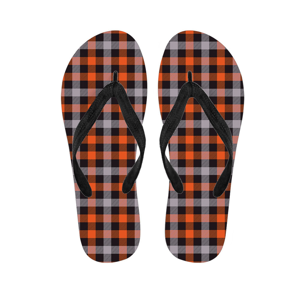 Halloween Buffalo Plaid Print Flip Flops